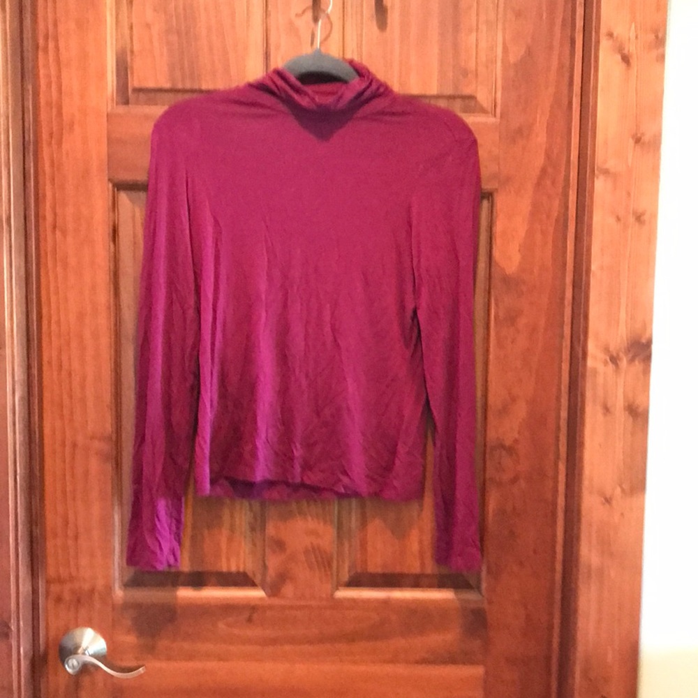 Lea & Nicole deep pink Monck neck long sleeve tee